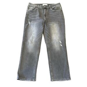 Vervet Women's Distressed Slim Straight Ankle Jean Gray Wash 31